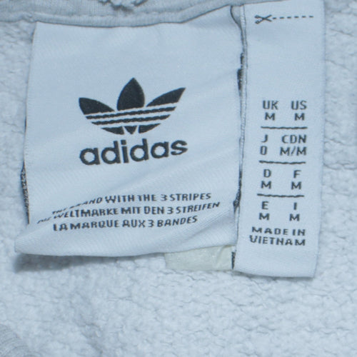 Adidas Women Grey Logo Pullover Sweatshirt M Long Sleeve Casual
