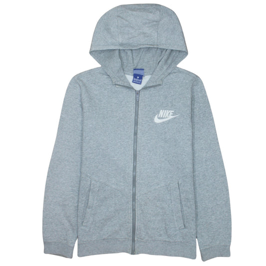 Nike Boys Grey Full Zip Hoodie XL 13-15 Years Cotton Blend Casual