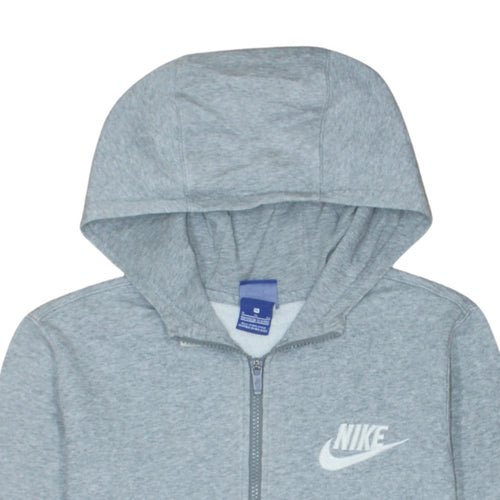 Nike Boys Grey Full Zip Hoodie XL 13-15 Years Cotton Blend Casual