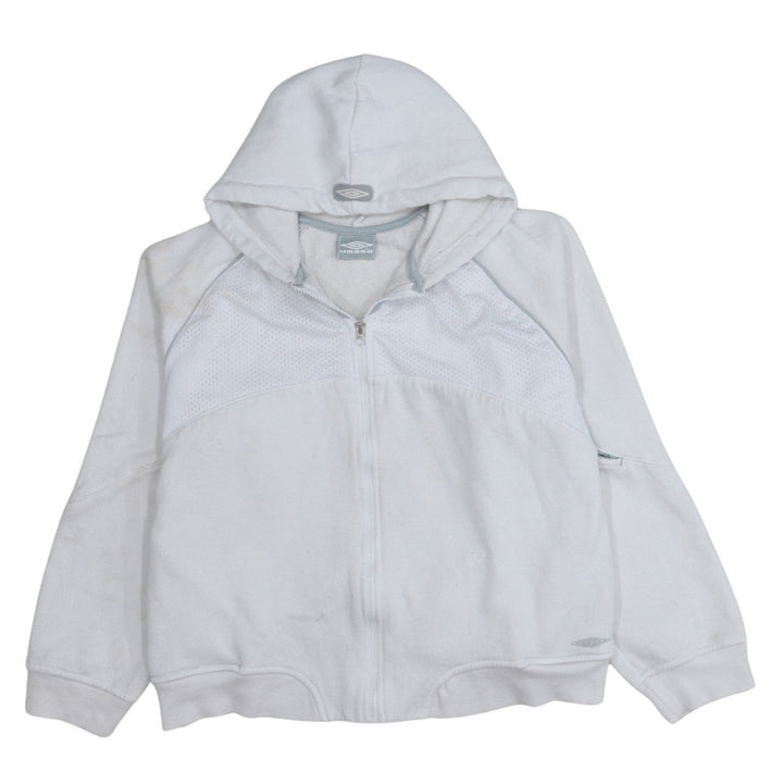 Umbro Women White Full Zip Hoodie Size M Athletic Fit