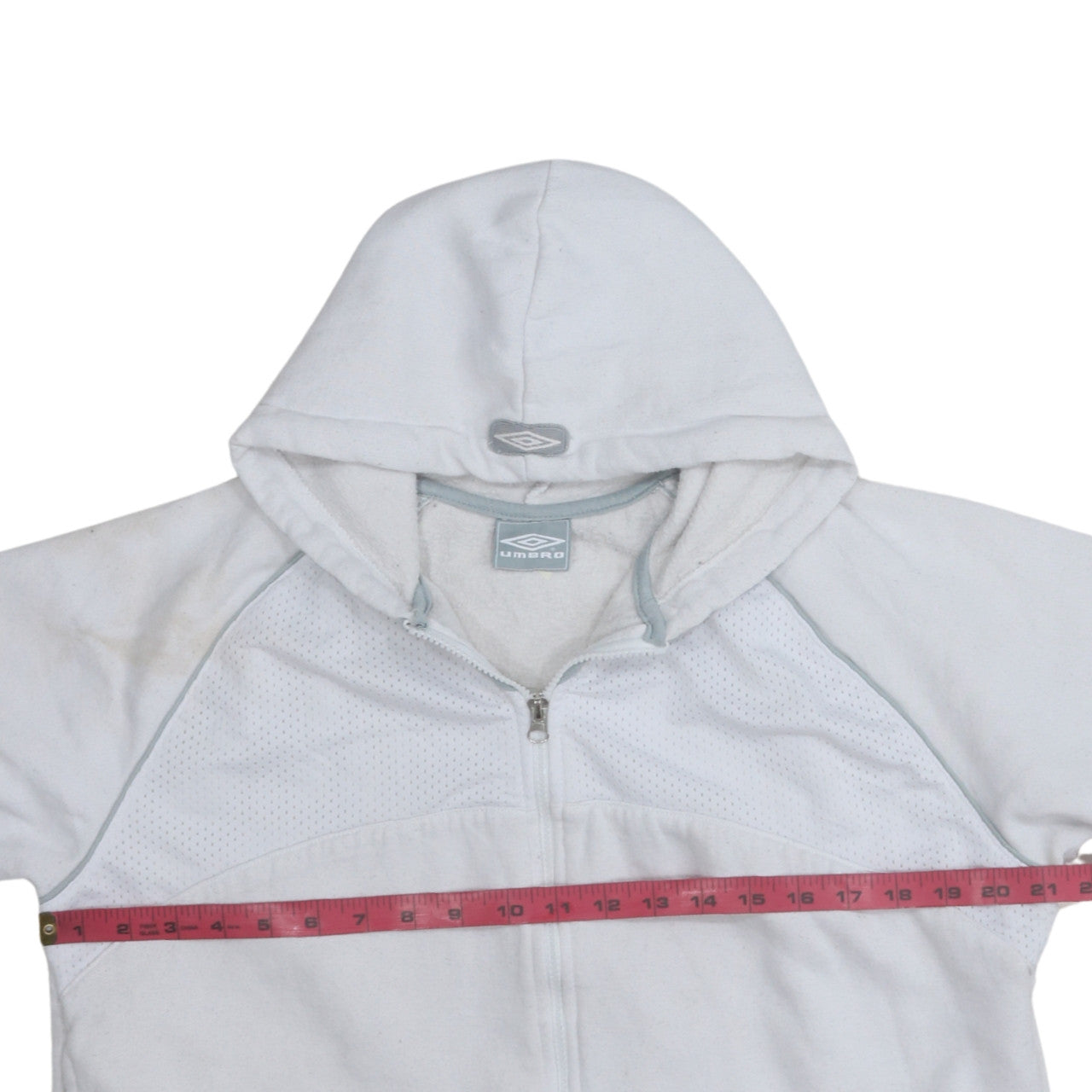 Umbro Women White Full Zip Hoodie Size M Athletic Fit