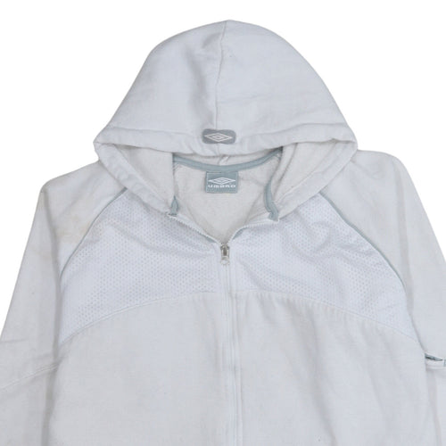 Umbro Women White Full Zip Hoodie Size M Athletic Fit