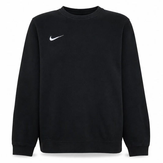Front view of Nike Men's Black Pullover Sweatshirt L Logo Crew Neck Fleece
