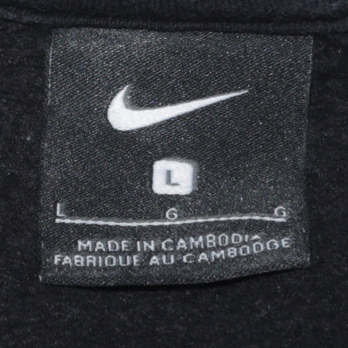 Nike Men's Black Pullover Sweatshirt L Logo Crew Neck Fleece