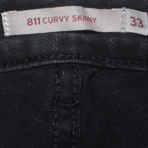 Levi's 811 Curvy Skinny Black Jeans Women Size 33 Slim Fit Denim