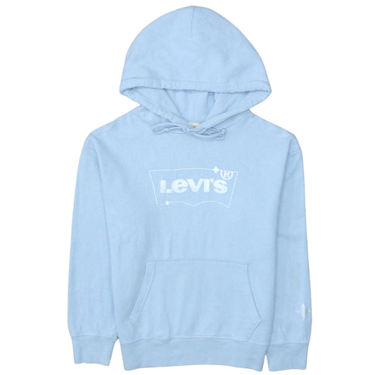 Levi's Womens Light Blue XS Pullover Hoodie with Logo Print