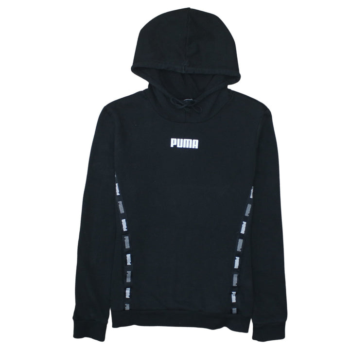 Puma Womens Black Pullover Hoodie L Logo Tape Detail