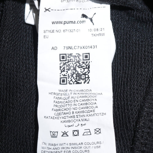 Puma Womens Black Pullover Hoodie L Logo Tape Detail