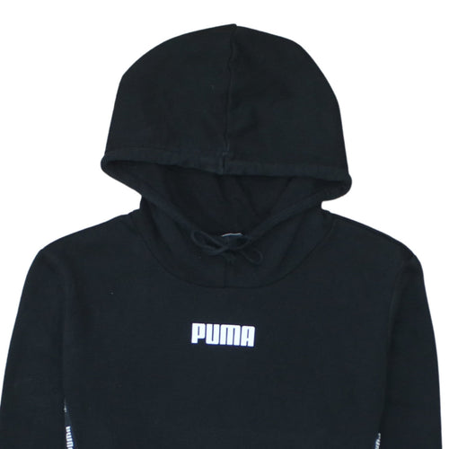 Puma Womens Black Pullover Hoodie L Logo Tape Detail