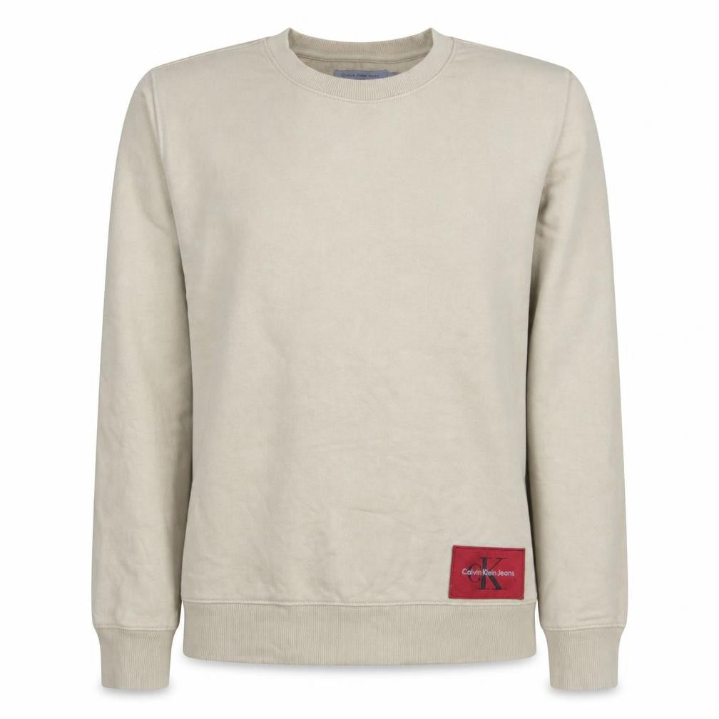 Calvin Klein Jeans Men's Beige Slim Fit Crew Neck Sweatshirt S