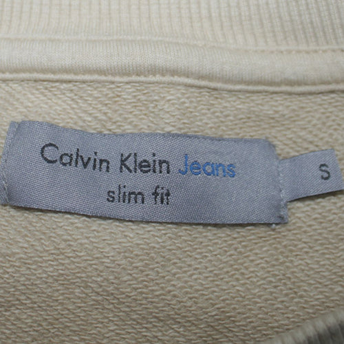 Calvin Klein Jeans Men's Beige Slim Fit Crew Neck Sweatshirt S
