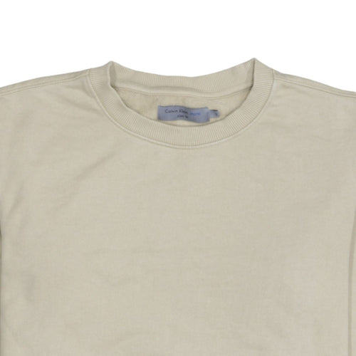 Calvin Klein Jeans Men's Beige Slim Fit Crew Neck Sweatshirt S