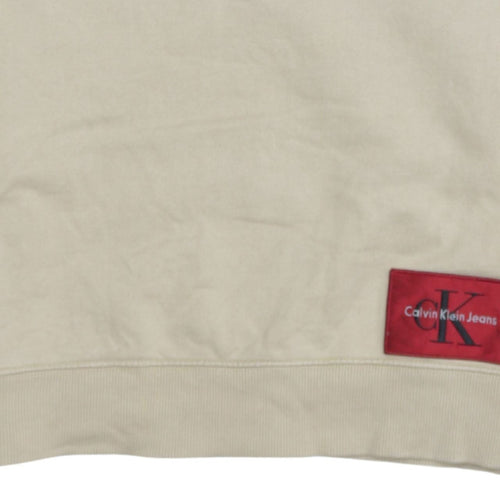 Calvin Klein Jeans Men's Beige Slim Fit Crew Neck Sweatshirt S