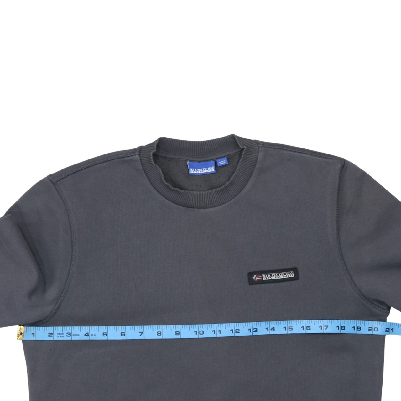 Napapijri Men’s Grey Crew Neck Sweatshirt Size S Logo Pullover