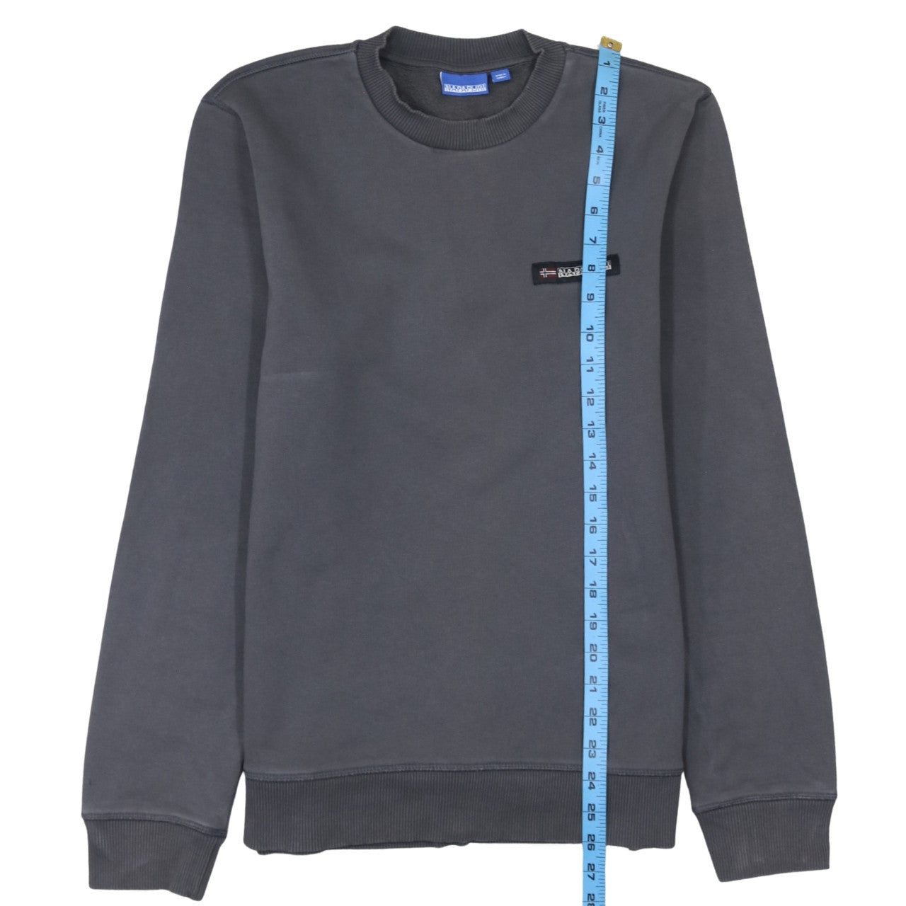 Napapijri Men’s Grey Crew Neck Sweatshirt Size S Logo Pullover