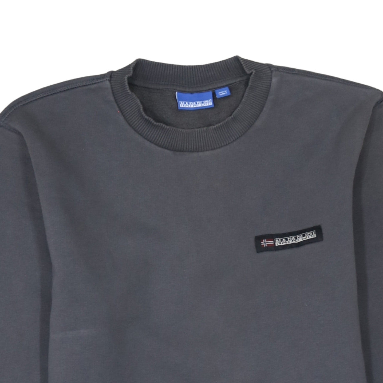 Napapijri Men’s Grey Crew Neck Sweatshirt Size S Logo Pullover