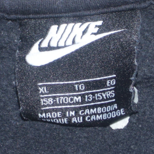 Nike Boys Black Full Zip Hoodie XL 13-15 Years Cotton Blend