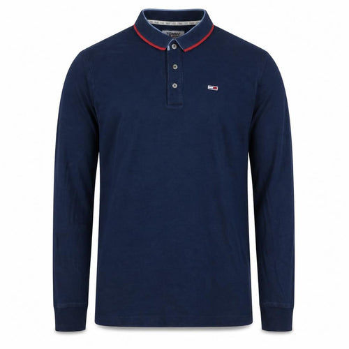 Tommy Jeans Men's Navy Long Sleeve Polo Shirt Size M