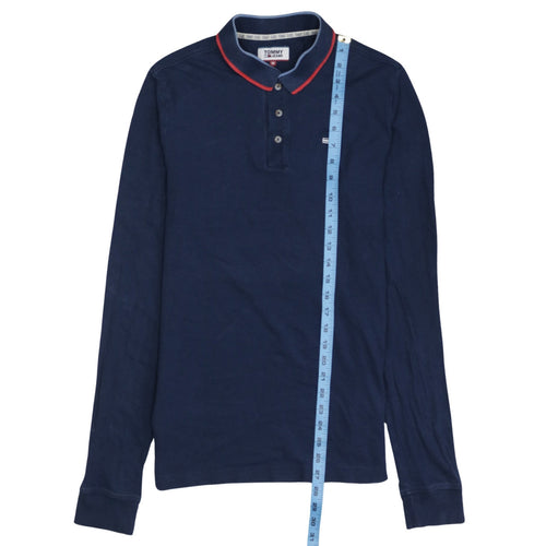Tommy Jeans Men's Navy Long Sleeve Polo Shirt Size M