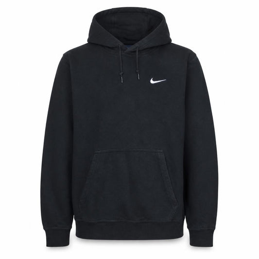 Front view of Nike Men’s Black Pullover Hoodie Medium Logo Hooded Sweatshirt