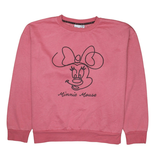 Disney Women Pink Minnie Mouse Sweatshirt XL Crew Neck Pullover
