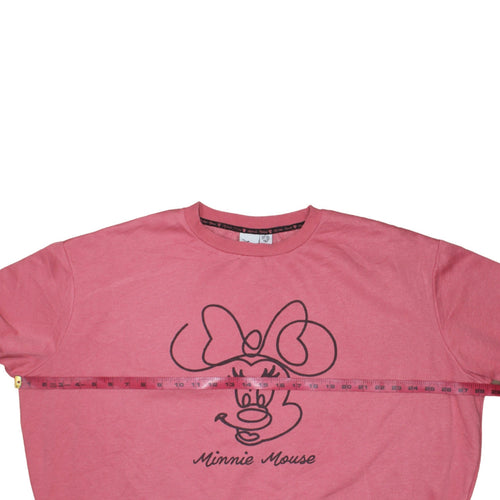 Disney Women Pink Minnie Mouse Sweatshirt XL Crew Neck Pullover