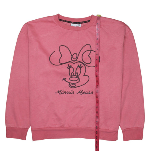 Disney Women Pink Minnie Mouse Sweatshirt XL Crew Neck Pullover