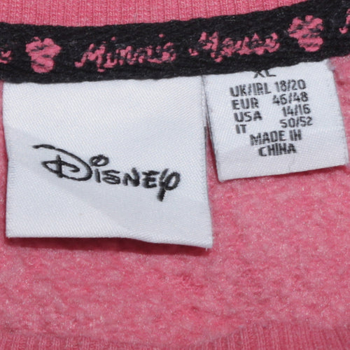 Disney Women Pink Minnie Mouse Sweatshirt XL Crew Neck Pullover