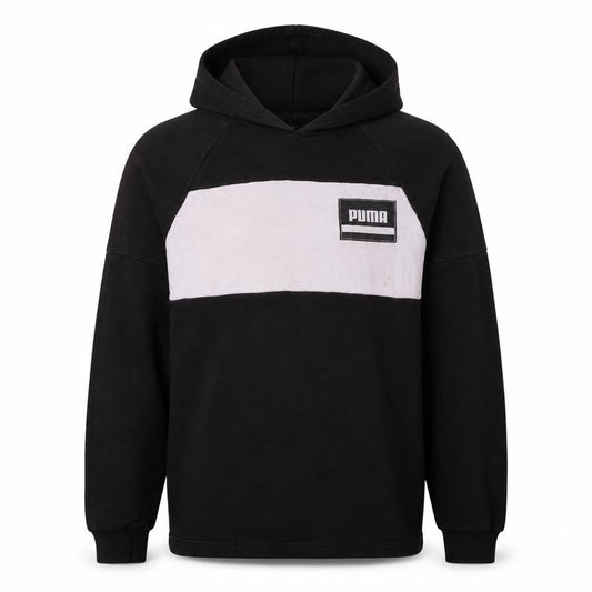 Front view of Puma Men's Black Pullover Hoodie Small Logo Sportswear