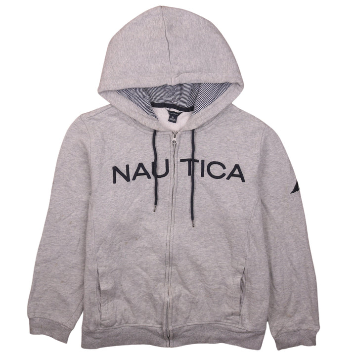 Nautica Women's Grey Full Zip Hoodie XL Cotton Blend Logo Casual