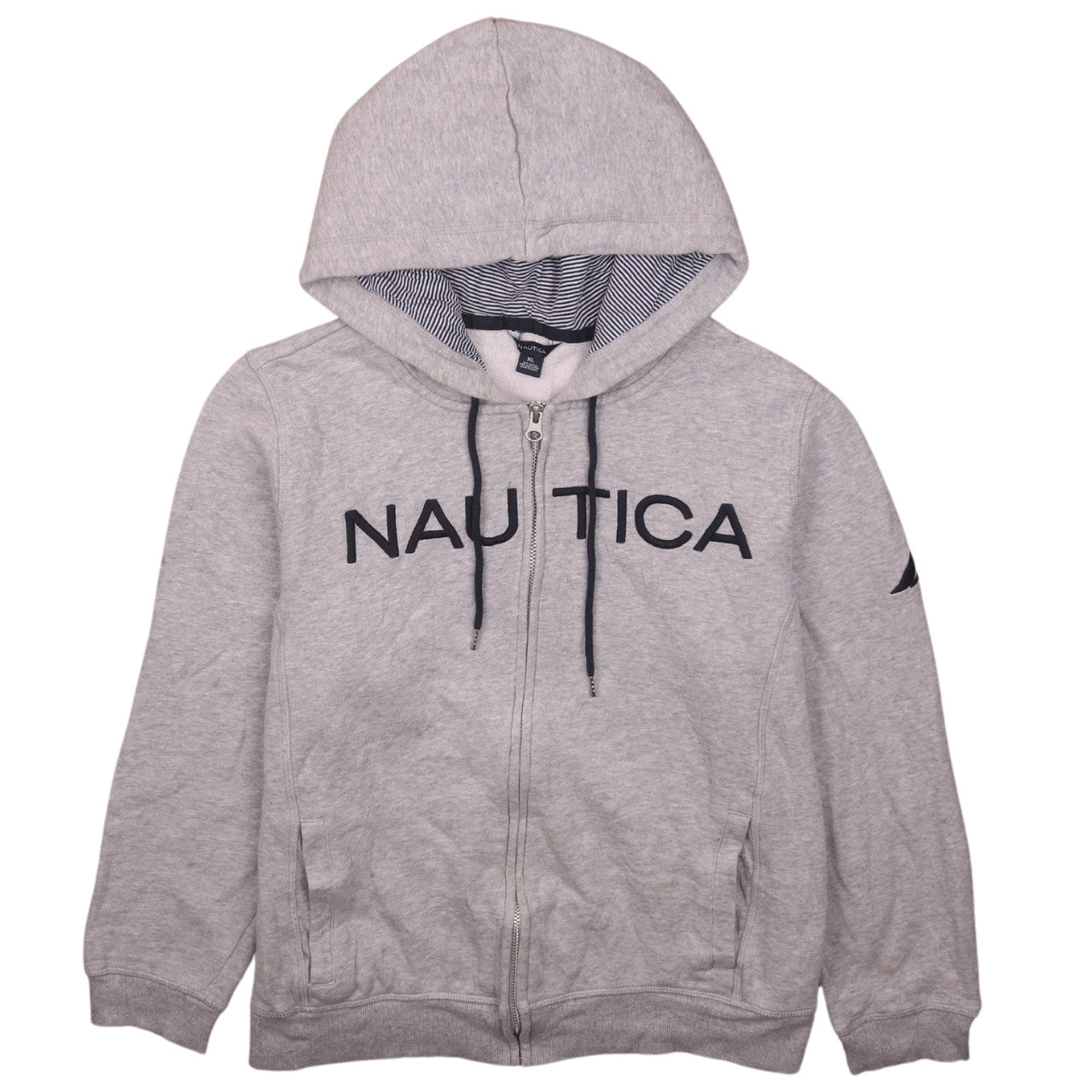 Nautica Women's Grey Full Zip Hoodie XL Cotton Blend Logo Casual