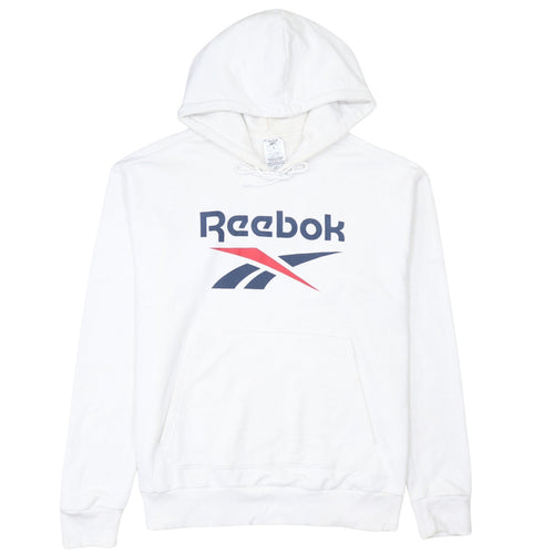 Reebok Women's White Large Pullover Hoodie with Logo Print