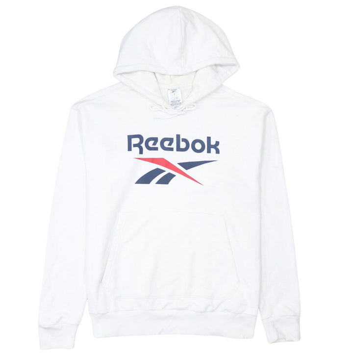 Reebok Women's White Large Pullover Hoodie with Logo Print