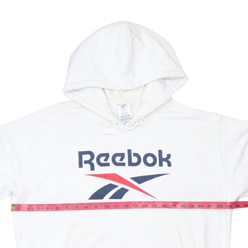 Reebok Women's White Large Pullover Hoodie with Logo Print