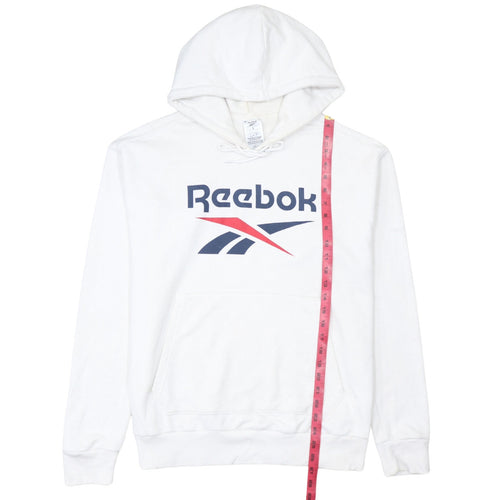 Reebok Women's White Large Pullover Hoodie with Logo Print