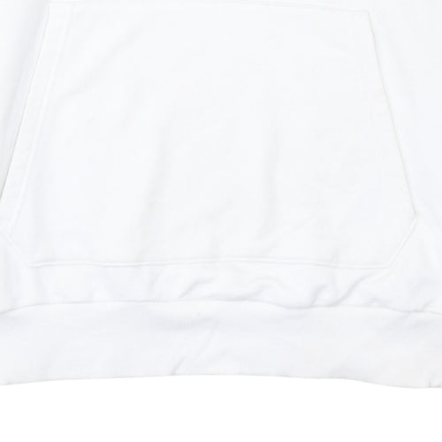 Reebok Women's White Large Pullover Hoodie with Logo Print