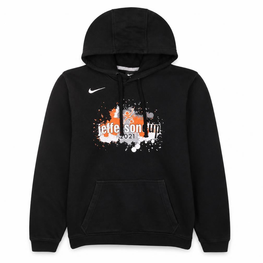 Front view of Nike Men's Black Pullover Hoodie Small Graphic Print Jefferson Cup 2021