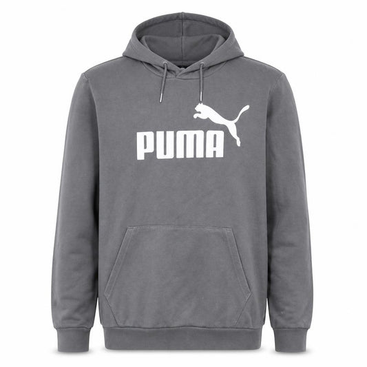 Front view of Puma Men Grey Pullover Hoodie Medium Graphic Sportswear