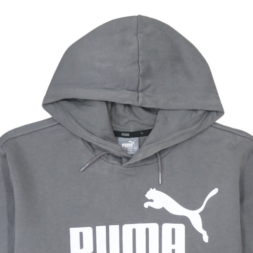 Puma Men Grey Pullover Hoodie Medium Graphic Sportswear