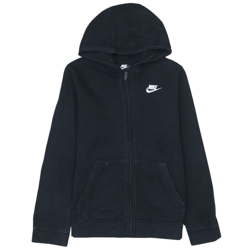 Nike Boys Black Full Zip Hoodie L 147-158cm Standard Fit Logo Sweatshirt