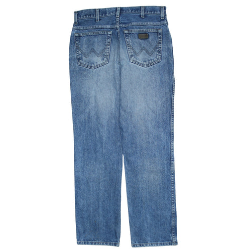Wrangler Men's Blue Straight Leg Denim Jeans 34x32 Regular Fit