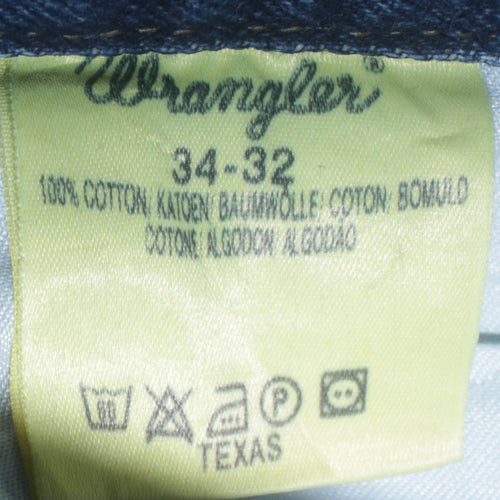 Wrangler Men's Blue Straight Leg Denim Jeans 34x32 Regular Fit