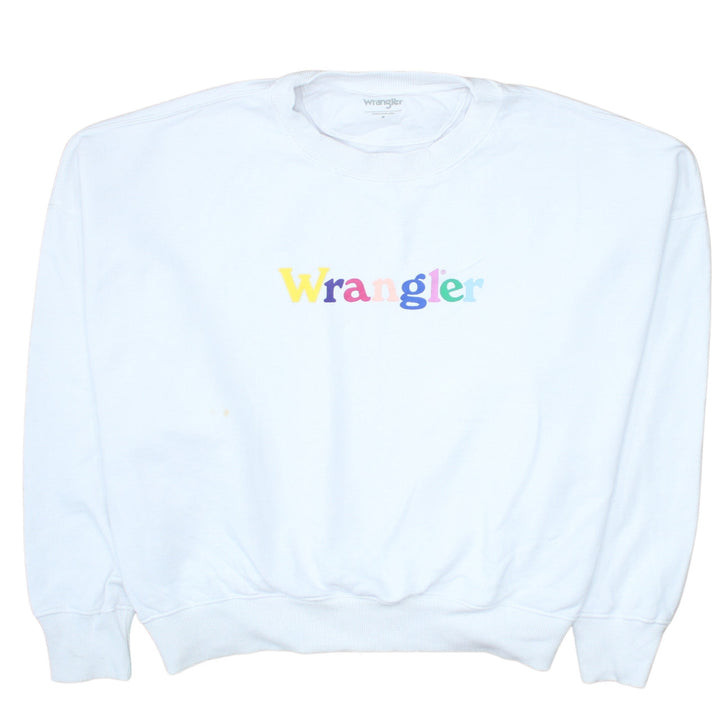 Wrangler Men’s White Logo Crew Neck Cotton Sweatshirt M