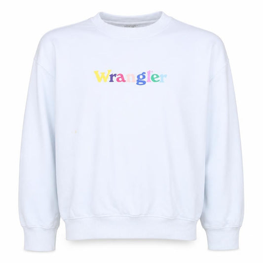 Front view of Wrangler Men’s White Logo Crew Neck Cotton Sweatshirt M