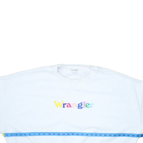 Wrangler Men’s White Logo Crew Neck Cotton Sweatshirt M