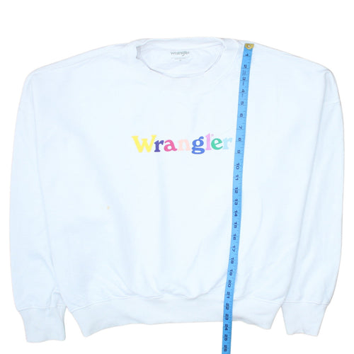 Wrangler Men’s White Logo Crew Neck Cotton Sweatshirt M