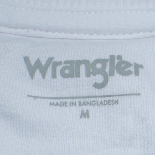 Wrangler Men’s White Logo Crew Neck Cotton Sweatshirt M