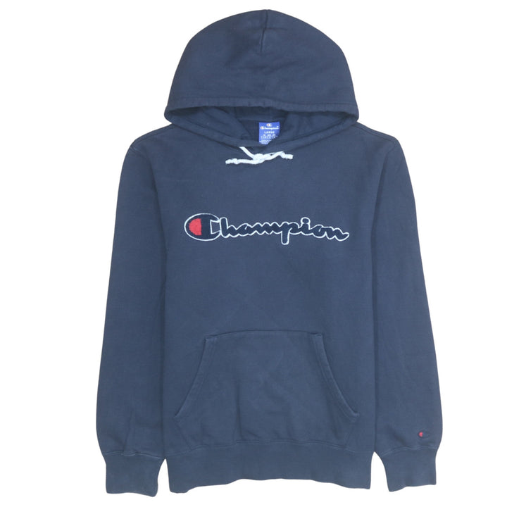 Champion Men's Blue Pullover Hoodie Large Embroidered Logo Cotton