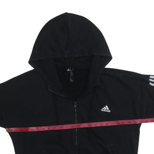 Adidas Womens Black Full Zip Hoodie XL Classic Stripe Casual