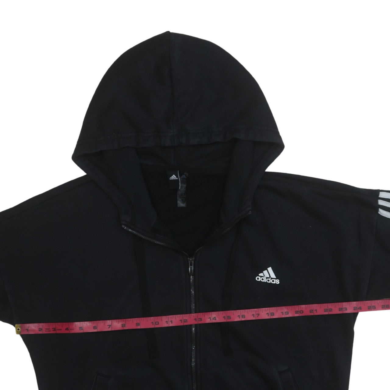 Adidas Womens Black Full Zip Hoodie XL Classic Stripe Casual